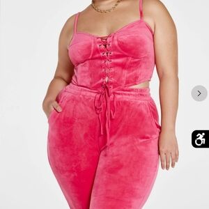 SET- Fashion to Figure Rowan Lace Up Crop Top with Matching Joggers- 3/4